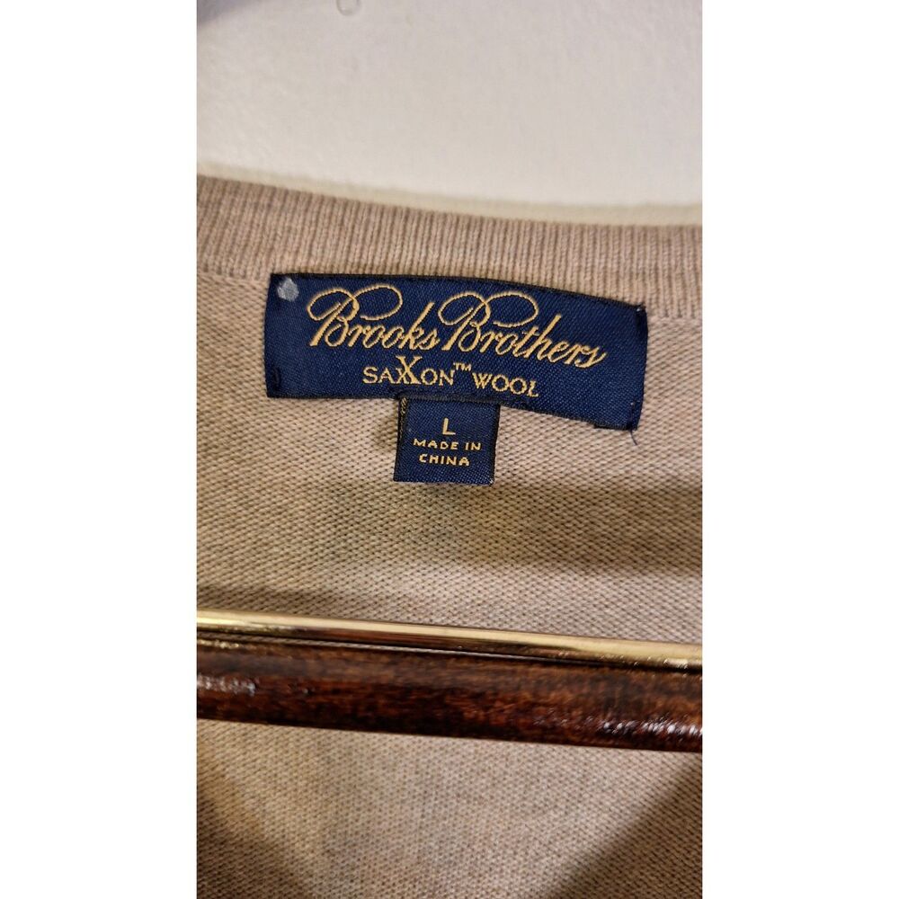 BROOKS BROTHERS Saxon Wool Blend Pullover Sweater Mens L Preppy Academia CLassic - Picture 2 of 5